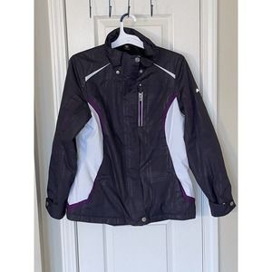 ZeroXposur Jacket Coat Women’s Small Gray Purple 2 Zippers Snap NO HOOD Attached